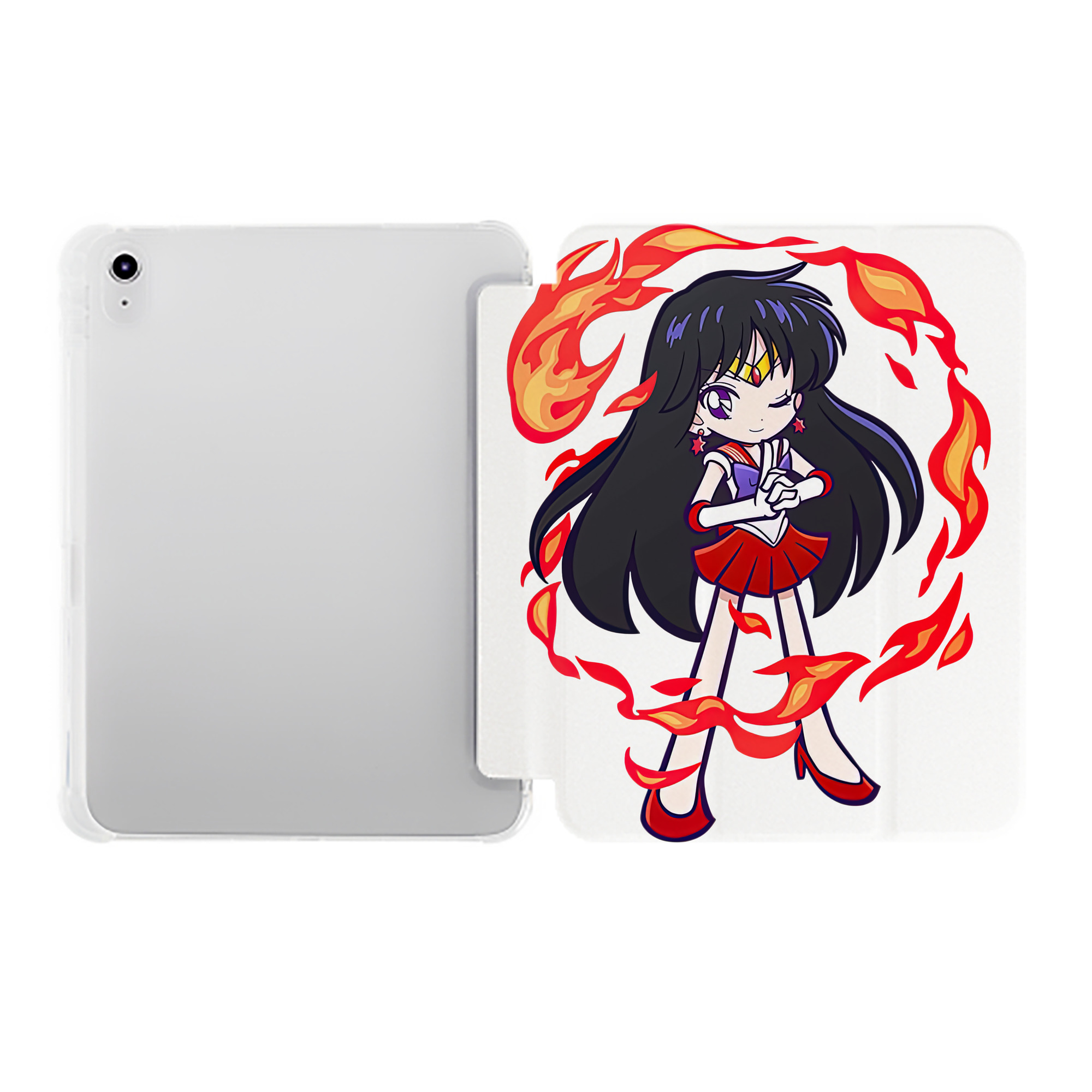 （画像用） 美少女戦士セーラームーン 火野レイ ひの レイ Sailor Moon Hino Rei （セーラーマーズ,Sailor Mars） IPad ケース ペン収納付き 三つ折りスタンド PUレザー×シリコン 対応機種9.5/10.5/10.9インチ